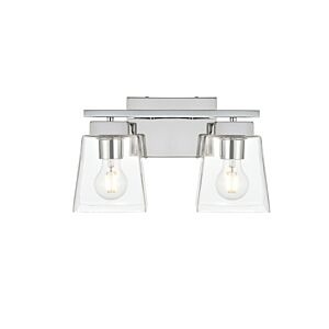 Merrick 2-Light Bathroom Vanity Light Sconce in Chrome and Clear