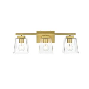 Merrick 3-Light Bathroom Vanity Light Sconce in Brass and Clear