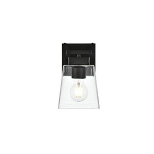 Merrick 1-Light Bathroom Vanity Light Sconce in Black and Clear