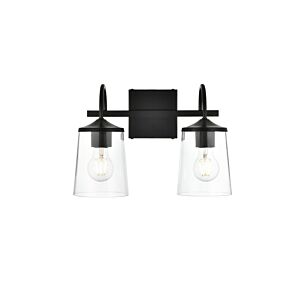 Avani 2-Light Bathroom Vanity Light Sconce in Black and Clear
