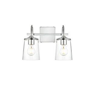 Avani 2-Light Bathroom Vanity Light Sconce in Chrome and Clear
