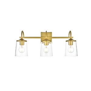 Avani 3-Light Bathroom Vanity Light Sconce in Brass and Clear