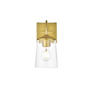Avani 1-Light Bathroom Vanity Light Sconce in Brass and Clear