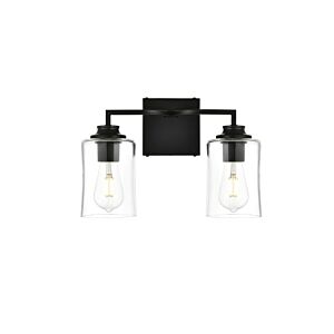 Ronnie 2-Light Bathroom Vanity Light Sconce in Black and Clear