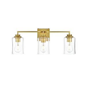 Ronnie 3-Light Bathroom Vanity Light Sconce in Brass and Clear