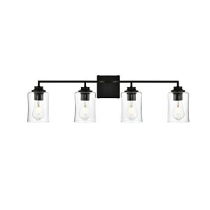 Ronnie 4-Light Bathroom Vanity Light Sconce in Black and Clear