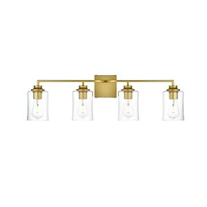 Ronnie 4-Light Bathroom Vanity Light Sconce in Brass and Clear