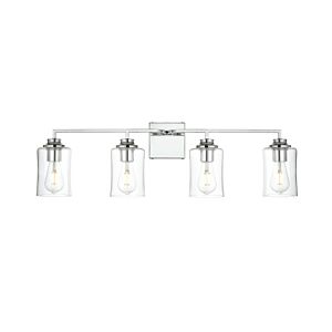 Ronnie 4-Light Bathroom Vanity Light Sconce in Chrome and Clear