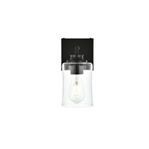 Ronnie 1-Light Bathroom Vanity Light Sconce in Black and Clear