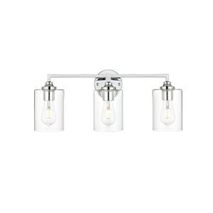 Mayson 3-Light Bathroom Vanity Light Sconce in Chrome and Clear