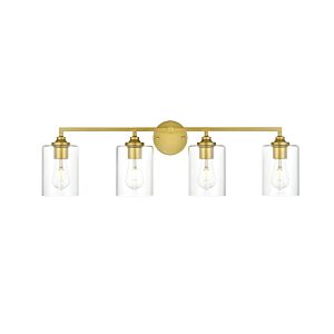 Mayson 4-Light Bathroom Vanity Light Sconce in Brass and Clear