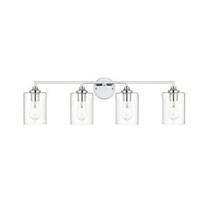 Mayson 4-Light Bathroom Vanity Light Sconce in Chrome and Clear