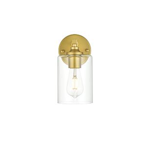 Mayson 1-Light Bathroom Vanity Light Sconce in Brass and Clear
