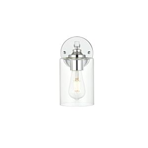 Mayson 1-Light Bathroom Vanity Light Sconce in Chrome and Clear