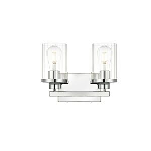 Saanvi 2-Light Bathroom Vanity Light Sconce in Chrome and Clear