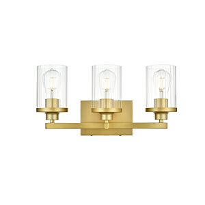 Saanvi 3-Light Bathroom Vanity Light Sconce in Brass and Clear