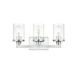 Saanvi 3-Light Bathroom Vanity Light Sconce in Chrome and Clear