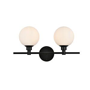 Cordelia 2-Light Bathroom Vanity Light Sconce in Black and frosted white