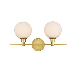 Cordelia 2-Light Bathroom Vanity Light Sconce in Brass and frosted white
