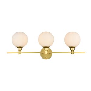 Cordelia 3-Light Bathroom Vanity Light Sconce in Brass and frosted white