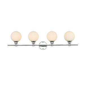 Cordelia 4-Light Bathroom Vanity Light Sconce in Chrome and frosted white