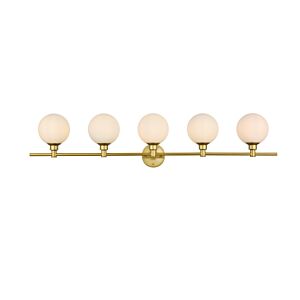 Cordelia 5-Light Bathroom Vanity Light Sconce in Brass and frosted white
