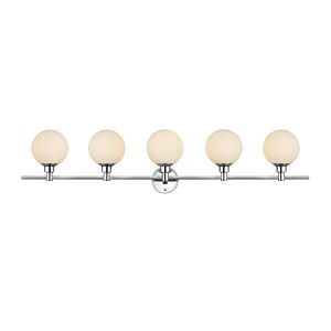 Cordelia 5-Light Bathroom Vanity Light Sconce in Chrome and frosted white