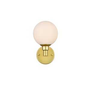 Cordelia 1-Light Bathroom Vanity Light Sconce in Brass and frosted white