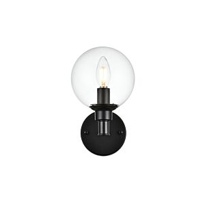 Jaelynn 1-Light Bathroom Vanity Light Sconce in Black and Clear