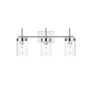 Benny 3-Light Bathroom Vanity Light Sconce in Chrome and Clear
