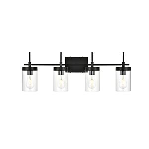 Benny 4-Light Bathroom Vanity Light Sconce in Black and Clear