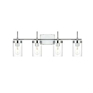 Benny 4-Light Bathroom Vanity Light Sconce in Chrome and Clear