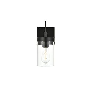 Benny 1-Light Bathroom Vanity Light Sconce in Black and Clear