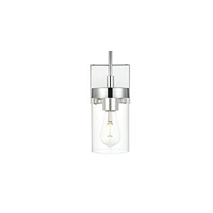 Benny 1-Light Bathroom Vanity Light Sconce in Chrome and Clear
