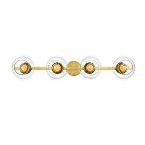 Rogelio 4-Light Bathroom Vanity Light Sconce in Brass and Clear