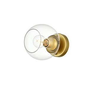 Rogelio 1-Light Bathroom Vanity Light Sconce in Brass and Clear