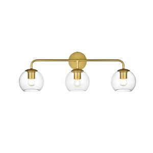 Genesis 3-Light Bathroom Vanity Light Sconce in Brass and Clear