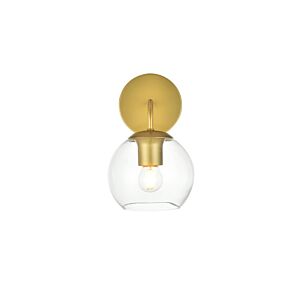 Genesis 1-Light Bathroom Vanity Light Sconce in Brass and Clear