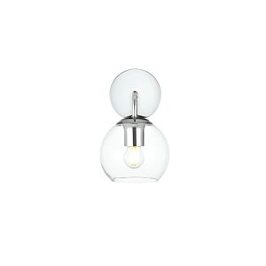 Genesis 1-Light Bathroom Vanity Light Sconce in Chrome and Clear