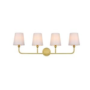 Colson 4-Light Bathroom Vanity Light Sconce in Brass and Clear