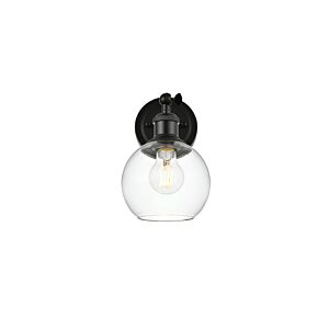 Kai 1-Light Bathroom Vanity Light Sconce in Black and Clear