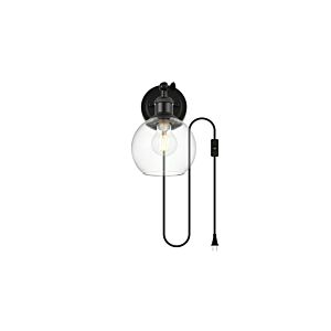Wesson 1-Light Wall Sconce in Black and Clear