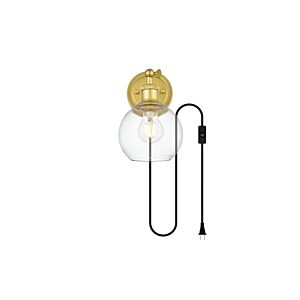 Wesson 1-Light Wall Sconce in Brass and Clear
