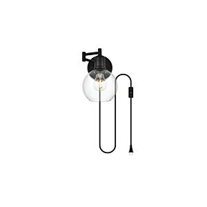 Caspian 1-Light Wall Sconce in Black and Clear