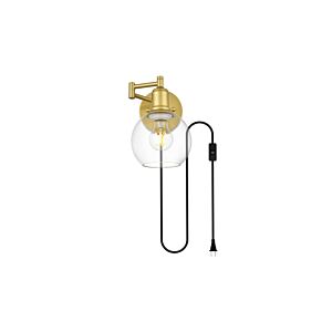 Caspian 1-Light Wall Sconce in Brass and Clear