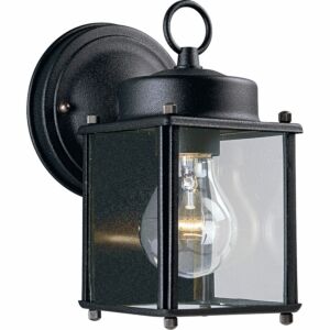 Flat Glass Lantern 1-Light Wall Lantern in Black