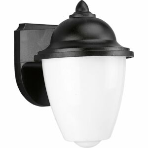 Polycarbonate Outdoor 1-Light Wall Lantern in Black