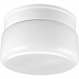 White Glass 2-Light Flush Mount in White