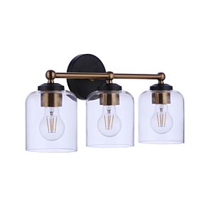 Coppa 3-Light Bathroom Vanity Light in Flat Black with Satin Brass