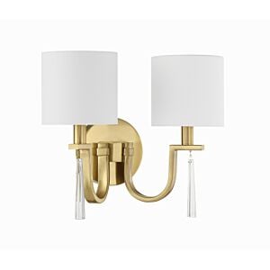 Fortuna 2-Light Wall Sconce in Satin Brass